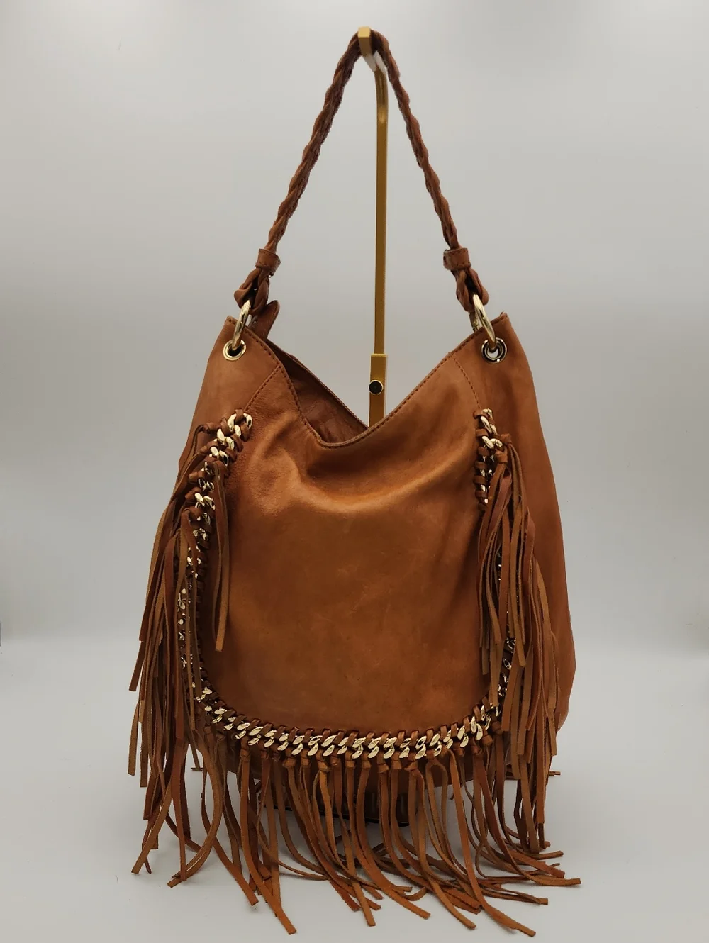 Michael‎ Kors Brown Suede Fringe Hobo Bag